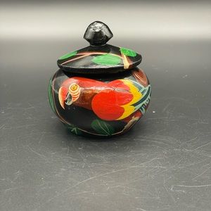 Wooden black parrot theme trinket box